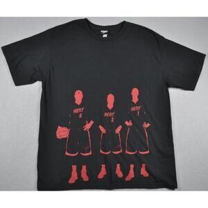 Miami Heat Big 3 Black W Red Shadow T Shirt Unk Size Xl Basketball Wade Ecu